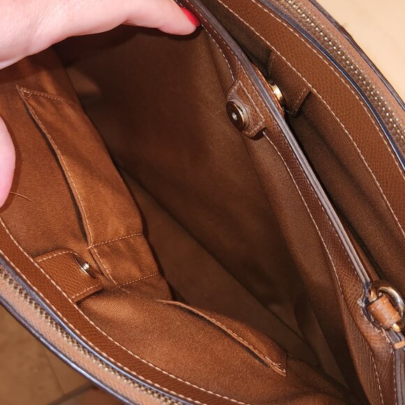 Coach Caramel Leather Tote Bag w Top Handles and Long Strap - Small Repair Req - Picture 6 of 12